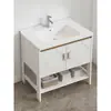 Mueble de baño de aluminio de pie con lavabo integrado, para apartamentos pequeños y balcones sencillos, con lavabo de cerámica integrado.