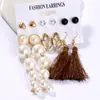 Set de Aretes de Aro con Perlas para Mujer Pendientes Geométricos Pendiente Círculo
