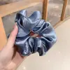 Scrunchie elegante de cetim para mulheres, estilo casual francês, elástico de cabelo grande, corda de cabelo para rabo de cavalo baixo, acessório de cabelo
