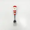 Colher de Natal Transfronteiriça Talheres Criativos Boneca Colher de Sobremesa Garfo Desenho Animado Árvore de Natal Colher Garfo Conjunto Caixa de Presente