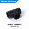 Accesorios de Plomería de PE Negro Codo de Tubería de Suministro de Agua Juntas en T