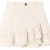 Falda Corta de Mezclilla Irregular con Volantes para Mujer, Estilo Nuevo de Otoño, Falda A-Line Adelgazante y Petite, Media Falda Color Albaricoque