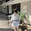 Moda Outono 2026 Vestido Manga Longa Solto Gola Polo Feminino Novo Irregular Doce Cool Vestido Camisa Saia Curta Tendência