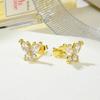 Pendientes de mariposa chapados en oro y cobre para mujer, joyería con microincrustaciones de circonita, insectos, pendientes pastorales naturales, 6 colores, venta al por mayor