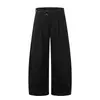 Pantalones casuales holgados para hombre con diseño de cinturón y silueta plisada, estilo callejero americano, sensación de alta gama, pantalones de pierna ancha de color liso