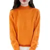 Nuevo suéter de punto hueco para mujer de otoño e invierno, jersey sin costuras de manga larga con cuello semi-alto, perfecto como capa base