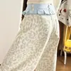 Jeans de Perna Larga Patchwork Estilo Retrô Americano Estampa de Leopardo 2026 Novo Estilo Hot Girl Design de Personalidade Calças Flare Comprimento Total Feminino