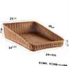 Prato de frutas inclinado de rattan, cesta de frutas de imitação de rattan, cesta de armazenamento de lanches, cesta de exposição de rattan, cesta de feira, cesta de exposição para casa de temporada