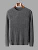 Novo inverno engrossado 100% cashmere puro suéter masculino gola redonda slim-fit juventude cor sólida torção suéter casual