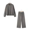 Ropa Europea y Americana Transfronteriza para Mujer AliExpress Venta Caliente Estilo Europeo y Americano Chaqueta Piloto con Cremallera Ropa Exterior Conjunto con Sudadera