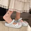 Zapatos Mary Jane de Mariposa Retro para Mujer, Zuecos de Ballet de Verano, Pantuflas Cerradas Antideslizantes Transpirables de Eva para Exteriores para Mujer
