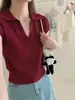 Camiseta Polo de Punto de Manga Corta para Mujer, Nueva Moda de Verano, Top Elegante y Versátil de Corte Ajustado