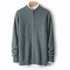 Cardigan de zíper meio-alto masculino espesso para Outono e Inverno 100% lã casual trançado solto casaco suéter externo