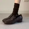 Mocasines de Piel de Vaca Suave Estilo Británico Vintage para Mujer, Zapatos Elegantes Versátiles Simples de Piel Genuina Sin Cordones de Tacón Bajo