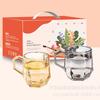 Copo de café da manhã de vidro Home Jewelry Gift Box Embalagem com alça para clientes Presente Publicidade Copo de água de grande capacidade com tampa e colher