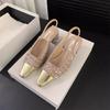 Sandálias Exquisitas de Salto Alto Fechadas no Dedo, Estilo Francês, Sapatos de Fada, Novo Estilo Primavera/Verão 2026, Sapatos Single Elegantes Inspirados na Chanel