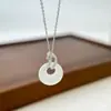 Estilo Étnico Retrô Total Prata S925 Elegante Fashionável Suave e Elegante Nova Chinoiserie Calcedônia de Gelo Alto Colar