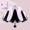 Paraguas Plegable Totalmente Automático, Impermeable, Grande Reforzado y Engrosado para Hombre, Resistente al Viento e Impermeable, Doble Uso para Mujer, Paraguas de Regalo para el Sol