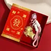 Pingente dourado em formato de ovelha com folha de ouro, corrente para celular, chaveiro, amuleto de fio vermelho, ovelha do zodíaco, decoração de Ano Novo, pequeno presente