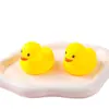 Pata com três patinhos para brincar na água, brinquedo de banho que faz barulho de guincho, patinho amarelo pequeno em uma sacola de rede, brinquedo de PVC, patos grandes e pequenos