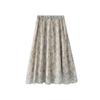 Saia Moda Feminina Plus Size Cintura Alta Emagrecedora Casual Elegante Estilo Floresta Estampa de Férias Saia Floral Outono