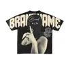 Punk Europeu e Americano Edição Grande Impresso T-Shirt Y2K Estilo Hip Hop Masculino T-Shirt Mascarado Menina Gótico Manga Curta Top