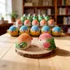 Pío Gordo de Colores Tallado Puro a Mano en Madera Maciza Estilo Lindo Artesanía Creativa de Pájaros para el Hogar Adornos Pequeños para la Oficina