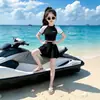 Maiô infantil de duas peças, maiô infantil de verão estiloso estilo saia dividido, roupa de banho de secagem rápida para meninas mais velhas