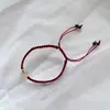 Pulseira de corda vermelha tecida à mão pulseira de corda de mão de cristal pulseira de corda de mão de cristal de morango pulseira de joias de cristal DIY
