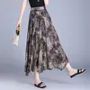 Falda Larga de Gasa con Estampado Floral y Leopardo Nueva de Verano, Falda Plisada de Moda, Falda Irregular Estampada