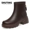 Botas Martin para Mujer Invierno Nueva Llegada Forradas de Felpa Botas Cortas Cálidas Botas de Algodón para Mujer Botas de Estilo Británico con Suela Gruesa Antideslizante para Mujer