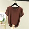 Camiseta de Manga Corta con Cuello Redondo de Modal para Mujer, Ropa Exterior de Verano, Capa Base, Top Talla Grande, Holgado, Fresco y Dulce