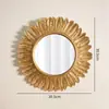 Espelho de Maquiagem Retro Francês Estilo Barroco de Corte Dourado Luxo Clássico Resina Esculpida Oval Montável na Parede