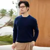 Suéter de cachemira tejido para hombre, 100% cachemira pura, tejido cálido de otoño e invierno, suéter casual liso para hombre