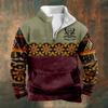 Camisa informal de moda con estampado retro para hombre, sudadera de manga larga con cuello alto y media cremallera, producto nuevo transfronterizo 2023