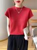 Tejido de Punto Retro de Gofre de Manga Corta para Mujer, Tejido de Punto para Otoño e Invierno, Top Camisa Holgado y Versátil para Capas Interiores