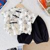 Traje de manga corta para niño Ropa China Nueva para Bebé Verano para Niños Estilo Nacional Traje de dos piezas Panda de dibujos animados Estilo Occidental