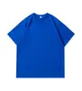 Camiseta de hilo doble de 40 hilos, 220 g, hombro ligeramente caído, con logo de empresa, uniforme de grupo, top de algodón puro, manga corta holgada de verano, venta al por mayor