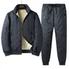 Conjunto de Ropa de Algodón de Lana de Cordero Ultrasónico para Hombre 2388 Cálido Más Terciopelo Ropa de Algodón para Mediana Edad y Personas Mayores Cuello Alto Ropa de Algodón de Lana de Cordero Papá