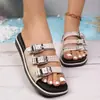Transfronterizo Tallas Grandes 2026 Verano Nueva Moda Versátil Sandalias Planas Romanas de Playa Francesas Retro para Mujer
