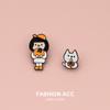 Dez semanas mesmo estilo laranja gato menina broche bonito distintivo japonês desenho animado pino simples acessórios