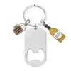 Llavero de Metal Grabado de Acero Inoxidable Transfronterizo Abrebotellas Copa de Vino Botella de Vino Regalo de Cumpleaños Navidad Día del Padre