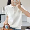 Novo produto de verão 100% algodão gola polo cor sólida simples casual versátil modelador base camada estilo coreano camisa de tricô vestuário feminino