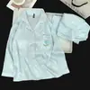 Pijama de Manga Larga para Mujer, Seda Helada de Primavera y Otoño Modelo Nuevo 2026 con Almohadillas en el Pecho, Conjunto Holgado de Ropa para el Hogar de Otoño para Mujer de Tallas Grandes