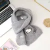 Cachecol de Tricô Bordado Retro Cor Pura Hello Kitty Genuíno Sanrio Inverno 2025 Novo Fofo Espessado e Quente