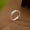 Anillos de Pareja Yuebao Jewelry S999.9 Plata Pura Pintados en Oro Palabras Auspiciosas Anillo Ajustable Simple Retro Moderno