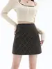 Falda Cuadros Retro Verde Té Mujer 2026 Primavera Otoño Versátil Petite Cintura Alta Línea A Adelgazante Ceñida Cadera Falda Corta