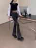 Pantalones vaqueros de cintura alta, ajustados, con tiras elásticas y microlargos para mujer, diseño de primavera y otoño, estilo chic y moderno.