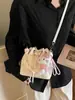Moda Transfronteriza 2026 Primavera Nuevo Estilo Bolso de Mano Bolso Cubo Bolso de Hombro a Cuadros de Moda Bolso Cruzado Simple Versátil para Mujer