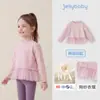 Camiseta de manga comprida para meninas jellybaby, nova roupa de outono para bebê, top de outono infantil com retalhos e tule